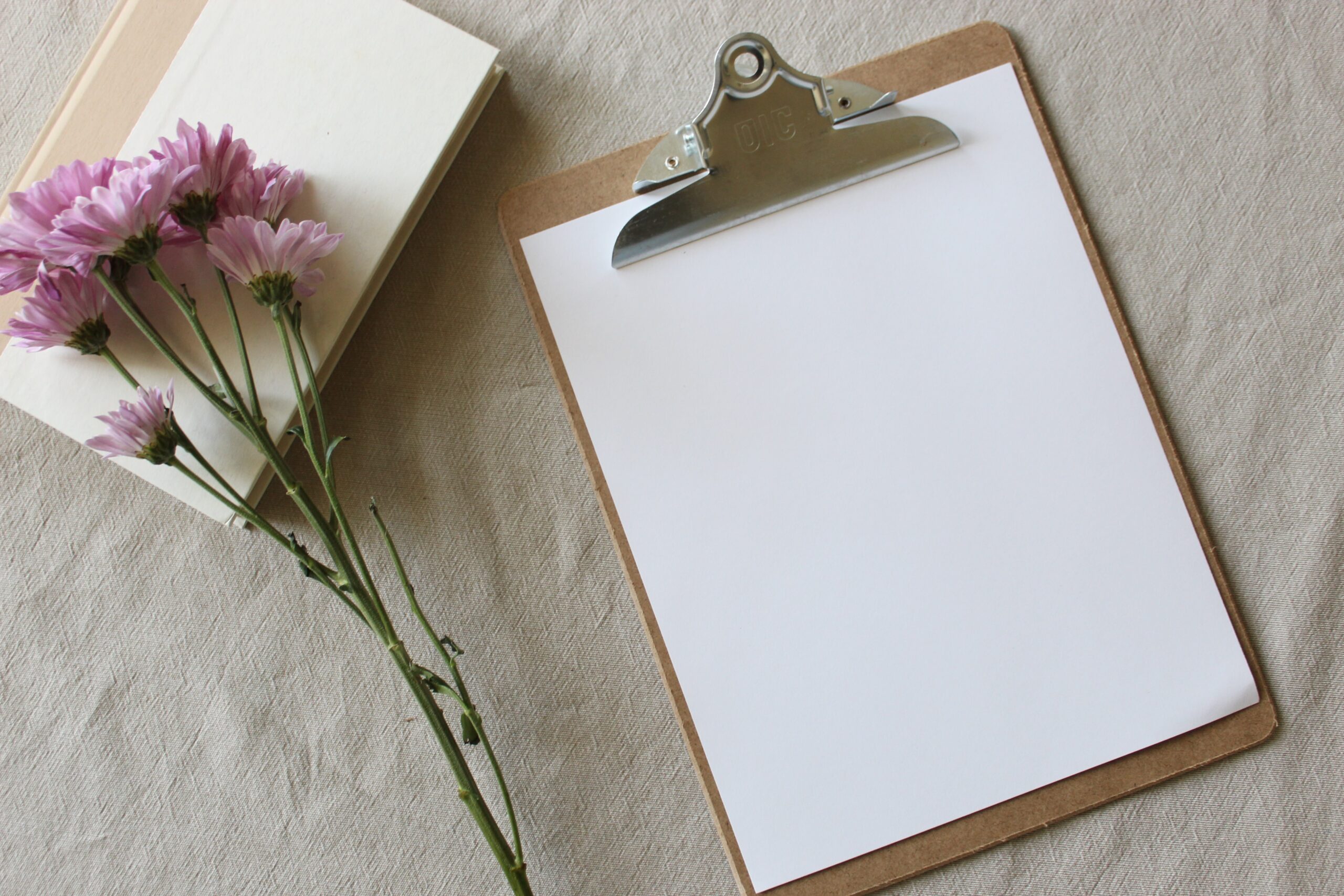 clipboard with flowers